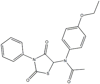 N-(2,4-dioxo-3-phenyl-1,3-thiazolidin-5-yl)-N-(4-ethoxyphenyl)acetamide 구조식 이미지