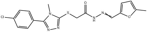 2-{[5-(4-chlorophenyl)-4-methyl-4H-1,2,4-triazol-3-yl]sulfanyl}-N'-[(5-methyl-2-furyl)methylene]acetohydrazide Structure