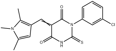 1-(3-chlorophenyl)-2-thioxo-5-[(1,2,5-trimethyl-1H-pyrrol-3-yl)methylene]dihydro-4,6(1H,5H)-pyrimidinedione Structure