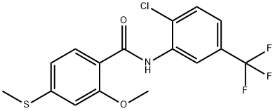 N-[2-chloro-5-(trifluoromethyl)phenyl]-2-methoxy-4-(methylsulfanyl)benzamide Structure