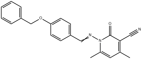 1-{[4-(benzyloxy)benzylidene]amino}-4,6-dimethyl-2-oxo-1,2-dihydro-3-pyridinecarbonitrile 구조식 이미지