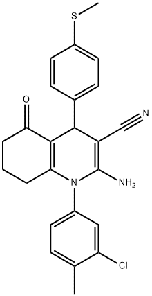 2-amino-1-(3-chloro-4-methylphenyl)-4-[4-(methylsulfanyl)phenyl]-5-oxo-1,4,5,6,7,8-hexahydro-3-quinolinecarbonitrile Structure