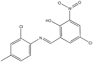 4-chloro-2-{[(2-chloro-4-methylphenyl)imino]methyl}-6-nitrophenol Structure