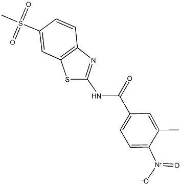 4-nitro-3-methyl-N-[6-(methylsulfonyl)-1,3-benzothiazol-2-yl]benzamide Structure