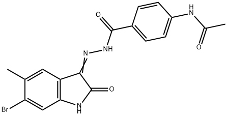 N-(4-{[2-(6-bromo-5-methyl-2-oxo-1,2-dihydro-3H-indol-3-ylidene)hydrazino]carbonyl}phenyl)acetamide Structure