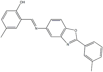 4-methyl-2-({[2-(3-methylphenyl)-1,3-benzoxazol-5-yl]imino}methyl)phenol 구조식 이미지