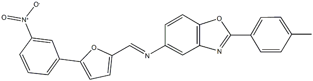 5-{[(5-{3-nitrophenyl}-2-furyl)methylene]amino}-2-(4-methylphenyl)-1,3-benzoxazole 구조식 이미지