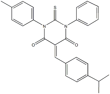 5-(4-isopropylbenzylidene)-1-(4-methylphenyl)-3-phenyl-2-thioxodihydro-4,6(1H,5H)-pyrimidinedione Structure