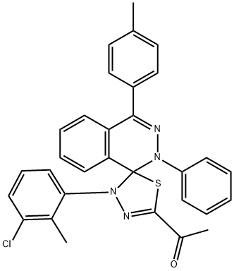 1'-[4-(3-chloro-2-methylphenyl)-4-(4-methylphenyl)-2-phenyl-1,2,4',5'-tetrahydrospiro(phthalazine-5,1'-[1,3,4]-thiadiazole)-2'-yl]ethanone Structure