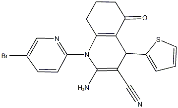 2-amino-1-(5-bromo-2-pyridinyl)-5-oxo-4-(2-thienyl)-1,4,5,6,7,8-hexahydro-3-quinolinecarbonitrile 구조식 이미지