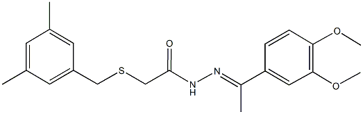 N'-[1-(3,4-dimethoxyphenyl)ethylidene]-2-[(3,5-dimethylbenzyl)sulfanyl]acetohydrazide 구조식 이미지