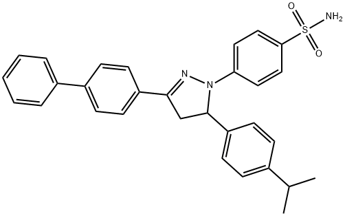 4-[3-[1,1'-biphenyl]-4-yl-5-(4-isopropylphenyl)-4,5-dihydro-1H-pyrazol-1-yl]benzenesulfonamide Structure