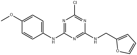 6-chloro-N~2~-(2-furylmethyl)-N~4~-(4-methoxyphenyl)-1,3,5-triazine-2,4-diamine 구조식 이미지