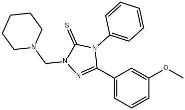 5-(3-methoxyphenyl)-4-phenyl-2-(1-piperidinylmethyl)-2,4-dihydro-3H-1,2,4-triazole-3-thione 구조식 이미지