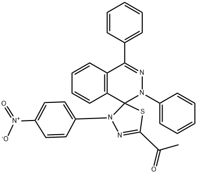 1-[4'-(4-nitrophenyl)-2,4-diphenyl-1,2,4',5'-tetrahydrospiro(phthalazine-1,5'-[1,3,4]-thiadiazole)-2'-yl]ethanone 구조식 이미지