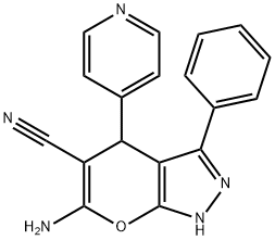 6-amino-3-phenyl-4-(4-pyridinyl)-1,4-dihydropyrano[2,3-c]pyrazole-5-carbonitrile Structure