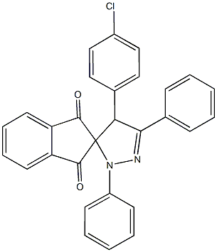4-(4-chlorophenyl)-1,3-diphenyl-4,5-dihydro-1',3'-dioxospiro[1H-pyrazole-5,2'-indane] Structure