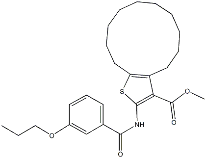 methyl 2-[(3-propoxybenzoyl)amino]-4,5,6,7,8,9,10,11,12,13-decahydrocyclododeca[b]thiophene-3-carboxylate Structure