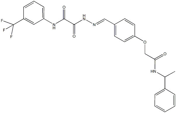 2-oxo-2-[2-(4-{2-oxo-2-[(1-phenylethyl)amino]ethoxy}benzylidene)hydrazino]-N-[3-(trifluoromethyl)phenyl]acetamide 구조식 이미지