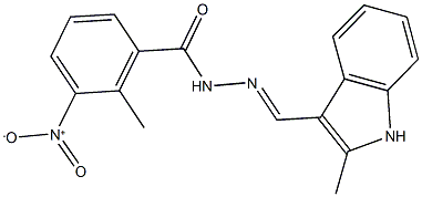 3-nitro-2-methyl-N'-[(2-methyl-1H-indol-3-yl)methylene]benzohydrazide 구조식 이미지