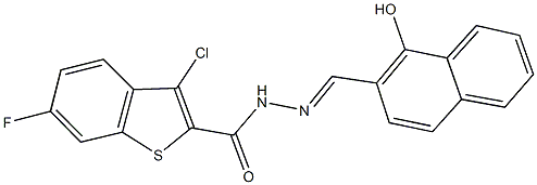 3-chloro-6-fluoro-N'-[(1-hydroxy-2-naphthyl)methylene]-1-benzothiophene-2-carbohydrazide Structure