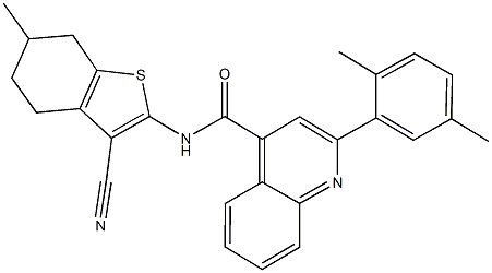 N-(3-cyano-6-methyl-4,5,6,7-tetrahydro-1-benzothien-2-yl)-2-(2,5-dimethylphenyl)-4-quinolinecarboxamide 구조식 이미지