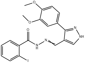 N'-{[3-(3,4-dimethoxyphenyl)-1H-pyrazol-4-yl]methylene}-2-iodobenzohydrazide 구조식 이미지