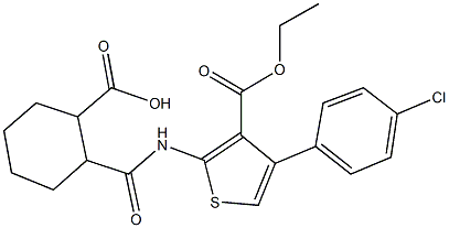 2-({[4-(4-chlorophenyl)-3-(ethoxycarbonyl)-2-thienyl]amino}carbonyl)cyclohexanecarboxylic acid 구조식 이미지