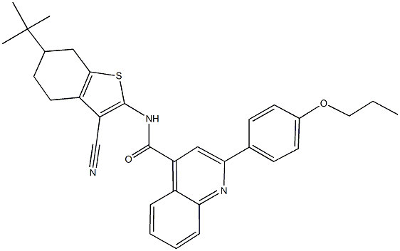 N-(6-tert-butyl-3-cyano-4,5,6,7-tetrahydro-1-benzothien-2-yl)-2-(4-propoxyphenyl)-4-quinolinecarboxamide 구조식 이미지