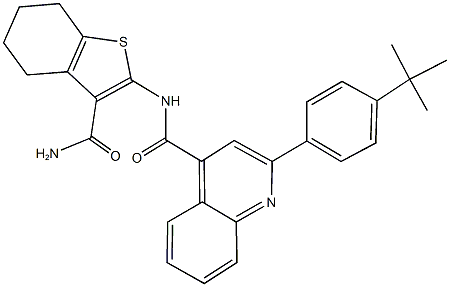 N-[3-(aminocarbonyl)-4,5,6,7-tetrahydro-1-benzothien-2-yl]-2-(4-tert-butylphenyl)-4-quinolinecarboxamide 구조식 이미지