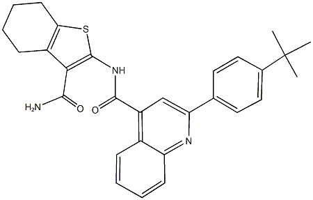 N-[3-(aminocarbonyl)-4,5,6,7-tetrahydro-1-benzothien-2-yl]-2-(4-tert-butylphenyl)-4-quinolinecarboxamide Structure