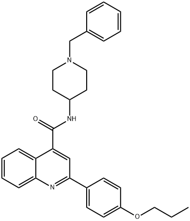 N-(1-benzyl-4-piperidinyl)-2-(4-propoxyphenyl)-4-quinolinecarboxamide 구조식 이미지