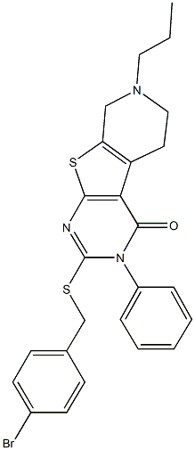 2-[(4-bromobenzyl)sulfanyl]-3-phenyl-7-propyl-5,6,7,8-tetrahydropyrido[4',3':4,5]thieno[2,3-d]pyrimidin-4(3H)-one 구조식 이미지