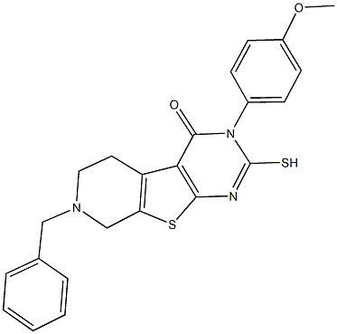 7-benzyl-3-(4-methoxyphenyl)-2-sulfanyl-5,6,7,8-tetrahydropyrido[4',3':4,5]thieno[2,3-d]pyrimidin-4(3H)-one 구조식 이미지