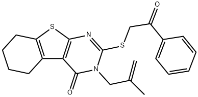 3-(2-methyl-2-propenyl)-2-[(2-oxo-2-phenylethyl)sulfanyl]-5,6,7,8-tetrahydro[1]benzothieno[2,3-d]pyrimidin-4(3H)-one 구조식 이미지