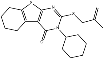 3-cyclohexyl-2-[(2-methyl-2-propenyl)sulfanyl]-5,6,7,8-tetrahydro[1]benzothieno[2,3-d]pyrimidin-4(3H)-one 구조식 이미지