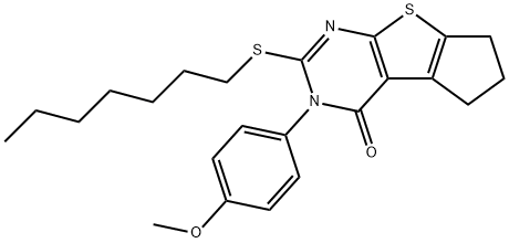 2-(heptylsulfanyl)-3-(4-methoxyphenyl)-3,5,6,7-tetrahydro-4H-cyclopenta[4,5]thieno[2,3-d]pyrimidin-4-one Structure