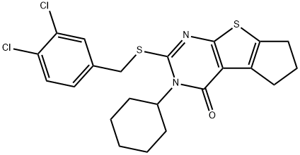 3-cyclohexyl-2-[(3,4-dichlorobenzyl)sulfanyl]-3,5,6,7-tetrahydro-4H-cyclopenta[4,5]thieno[2,3-d]pyrimidin-4-one 구조식 이미지