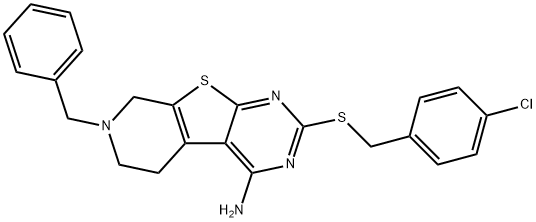 7-benzyl-2-[(4-chlorobenzyl)sulfanyl]-5,6,7,8-tetrahydropyrido[4',3':4,5]thieno[2,3-d]pyrimidin-4-amine 구조식 이미지