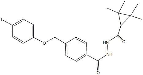 N'-{4-[(4-iodophenoxy)methyl]benzoyl}-2,2,3,3-tetramethylcyclopropanecarbohydrazide Structure