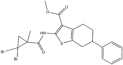 methyl 2-{[(2,2-dibromo-1-methylcyclopropyl)carbonyl]amino}-6-phenyl-4,5,6,7-tetrahydro-1-benzothiophene-3-carboxylate 구조식 이미지