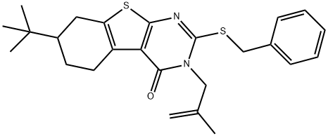 2-(benzylsulfanyl)-7-tert-butyl-3-(2-methyl-2-propenyl)-5,6,7,8-tetrahydro[1]benzothieno[2,3-d]pyrimidin-4(3H)-one Structure