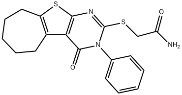 2-[(4-oxo-3-phenyl-3,5,6,7,8,9-hexahydro-4H-cyclohepta[4,5]thieno[2,3-d]pyrimidin-2-yl)sulfanyl]acetamide 구조식 이미지