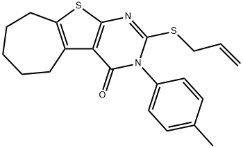 2-(allylsulfanyl)-3-(4-methylphenyl)-3,5,6,7,8,9-hexahydro-4H-cyclohepta[4,5]thieno[2,3-d]pyrimidin-4-one 구조식 이미지