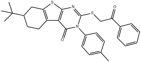 7-tert-butyl-3-(4-methylphenyl)-2-[(2-oxo-2-phenylethyl)sulfanyl]-5,6,7,8-tetrahydro[1]benzothieno[2,3-d]pyrimidin-4(3H)-one Structure