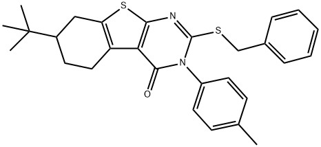 2-(benzylsulfanyl)-7-tert-butyl-3-(4-methylphenyl)-5,6,7,8-tetrahydro[1]benzothieno[2,3-d]pyrimidin-4(3H)-one Structure