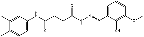 N-(3,4-dimethylphenyl)-4-[2-(2-hydroxy-3-methoxybenzylidene)hydrazino]-4-oxobutanamide 구조식 이미지