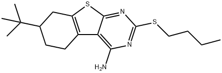 7-tert-butyl-2-(butylsulfanyl)-5,6,7,8-tetrahydro[1]benzothieno[2,3-d]pyrimidin-4-amine 구조식 이미지