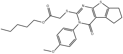 pentyl {[3-(4-methoxyphenyl)-4-oxo-3,5,6,7-tetrahydro-4H-cyclopenta[4,5]thieno[2,3-d]pyrimidin-2-yl]sulfanyl}acetate 구조식 이미지