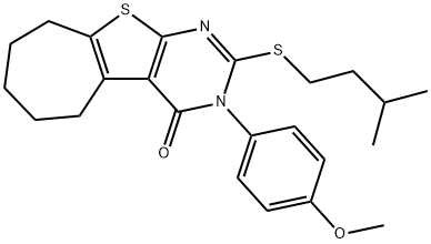 2-(isopentylsulfanyl)-3-(4-methoxyphenyl)-3,5,6,7,8,9-hexahydro-4H-cyclohepta[4,5]thieno[2,3-d]pyrimidin-4-one Structure